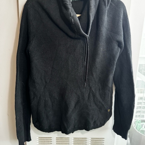 Lauren Ralph Lauren Black Cowl Neck Waffle Top - Picture 3 of 4